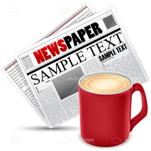 Hot Coffee with Newspaper and Sample Text